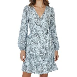 NWT MADEWELL Floral Long Sleeve V-Neck Wrap Tie Mini Dress Size 6